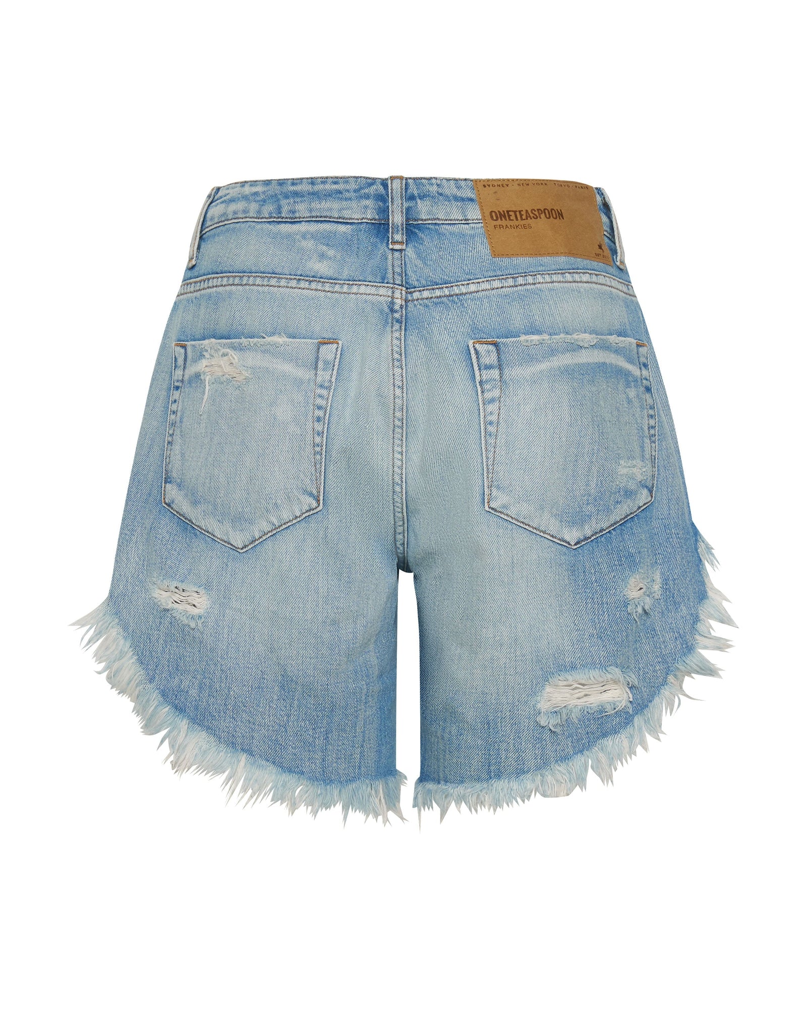 Frankies Low Waist Long Length Denim Shorts | Worn Out Hendrixe