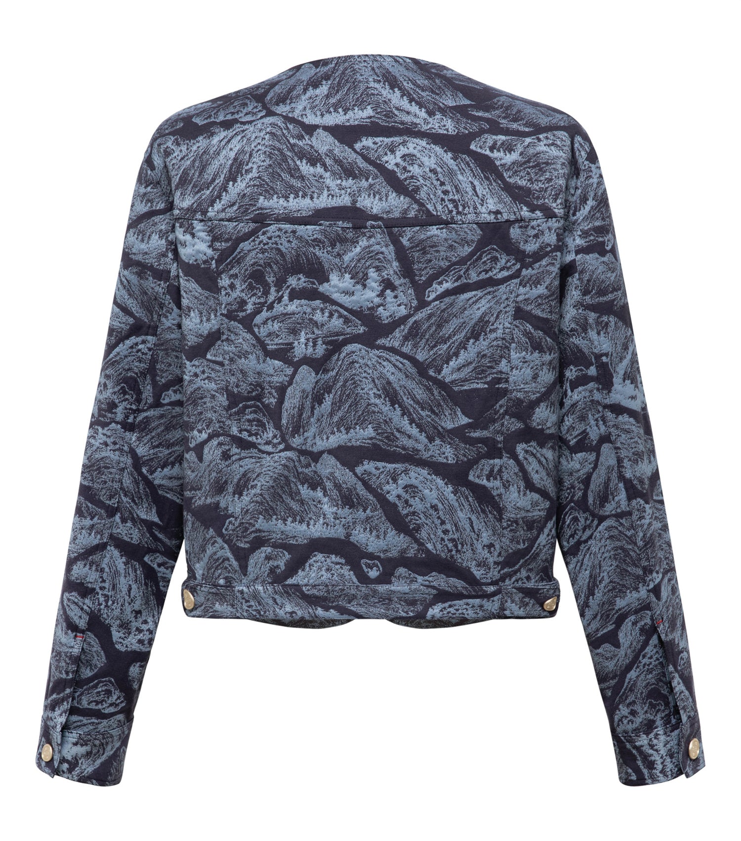 Round Neck Boxy Jacket | Blue