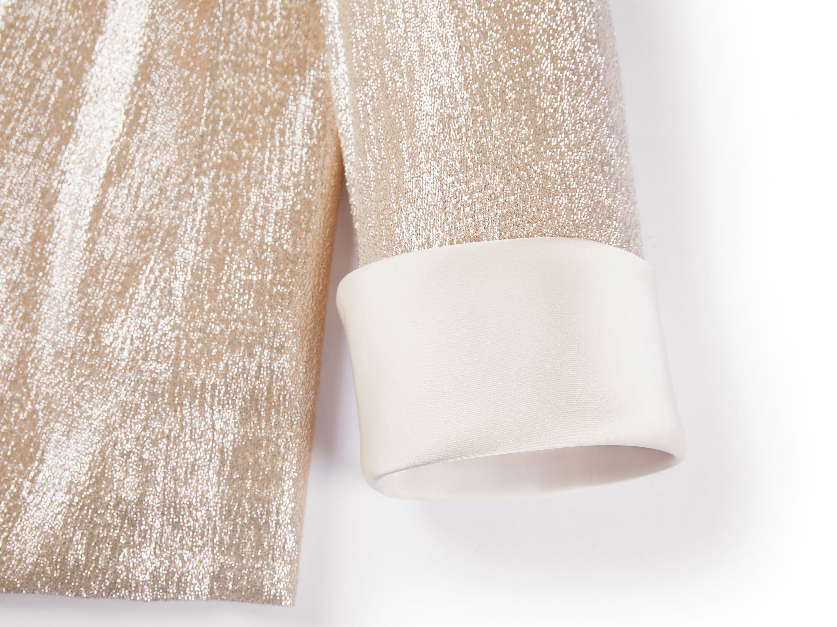 Champagne Metallic Open-Front Jacket | Golden