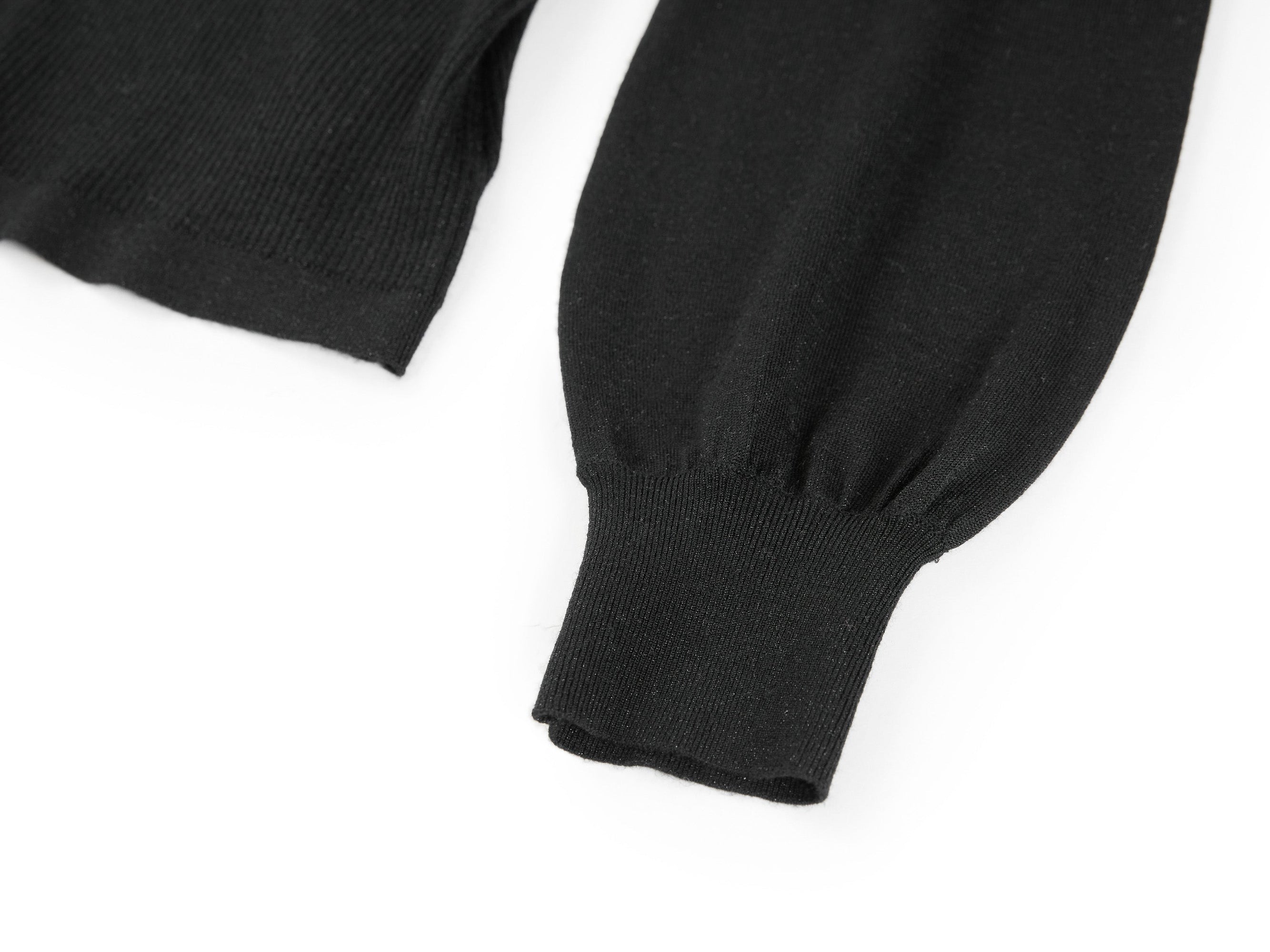 Wool Slim-Fit Knit Top | Black