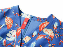 Printed Waist-fitted Dress | Blue