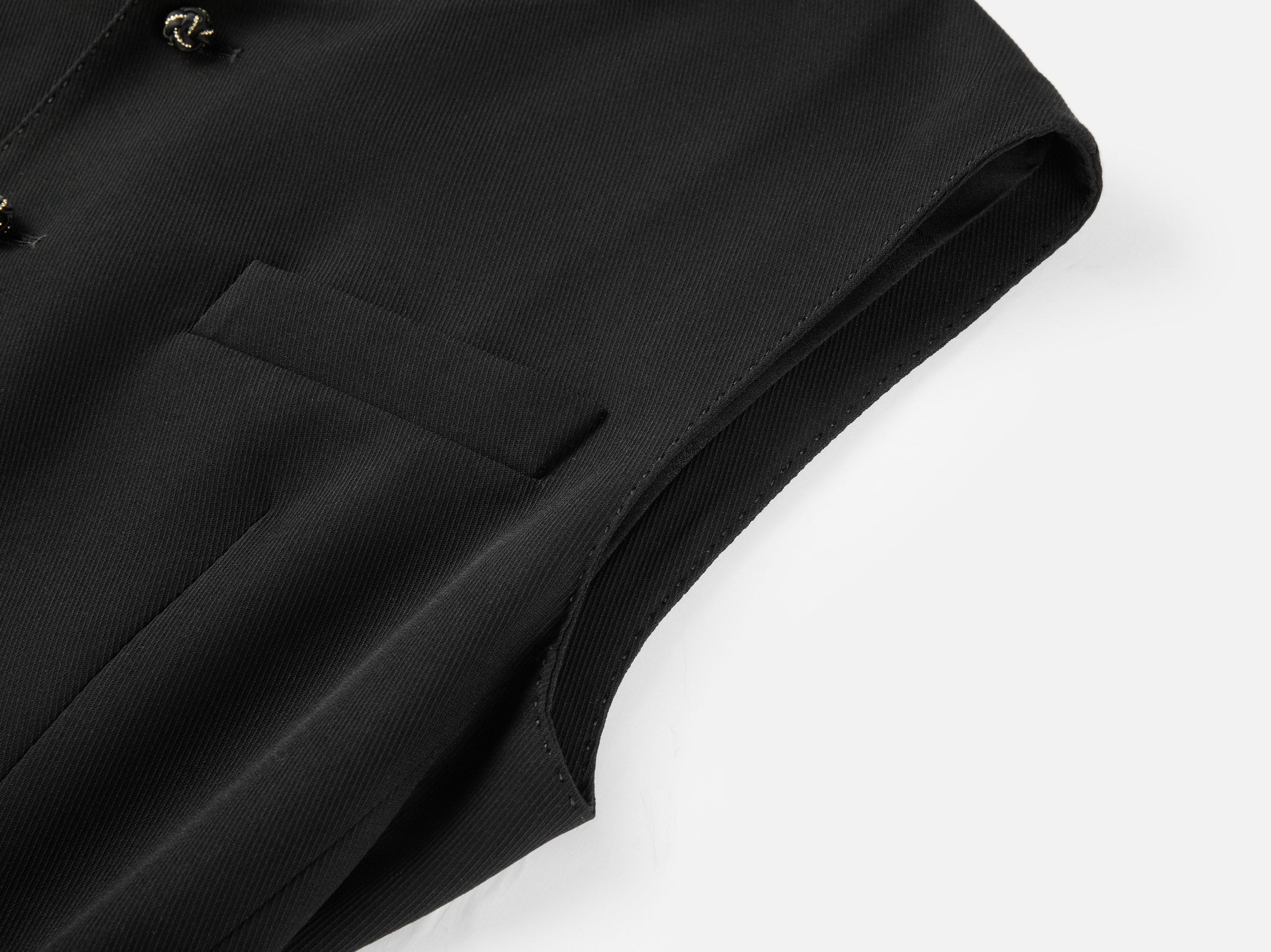 Triacetate Collarless Waist-Defining Vest | Black