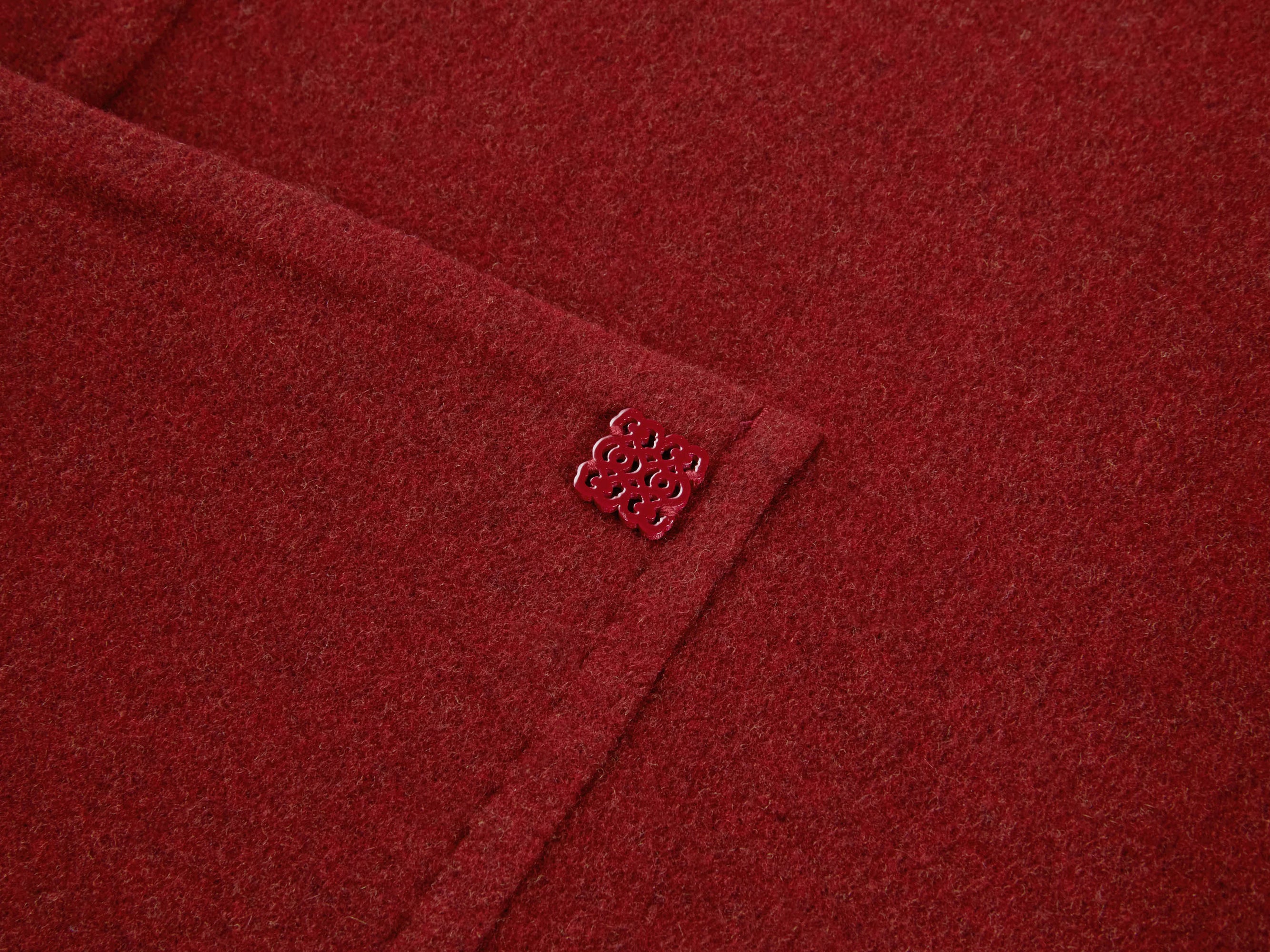 Wool-Blend Long Cardigan | Deep Red