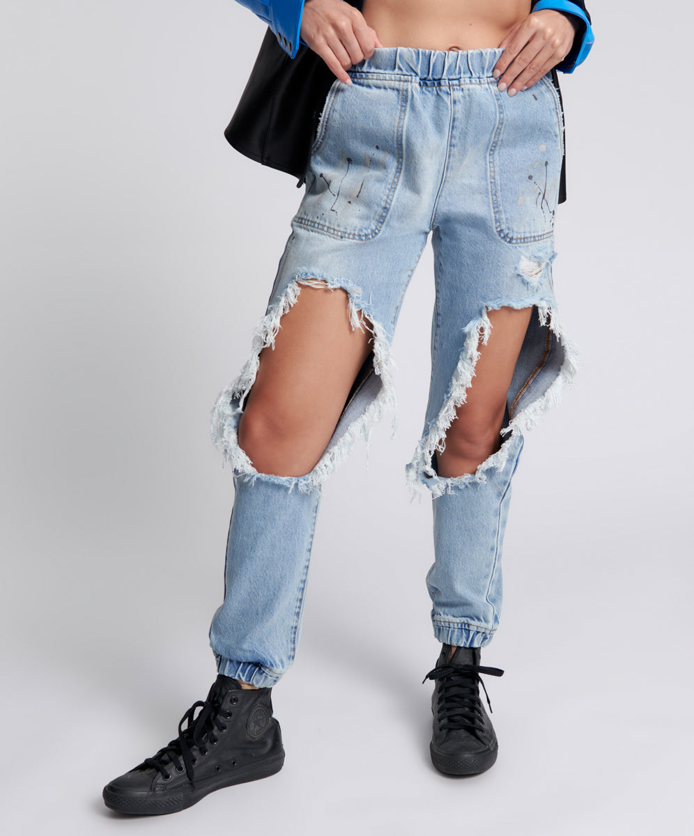 Trackers Mid Waist Jogger Denim Jeans | Fleetwood Artiste