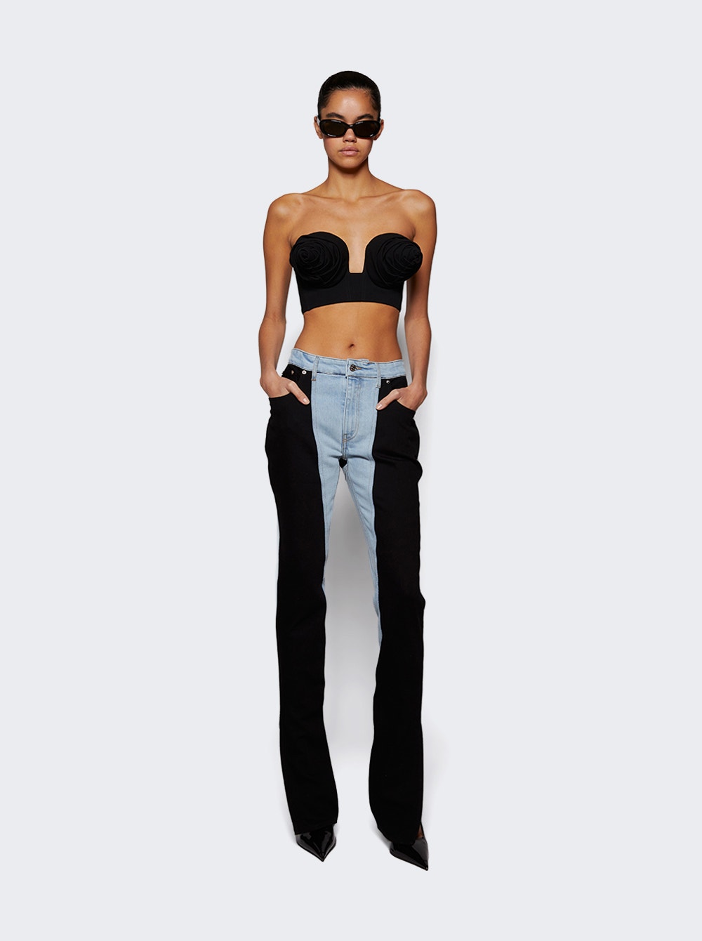 Women | Mugler | Bi-color Skinny Jeans Tokyo Blue & Black