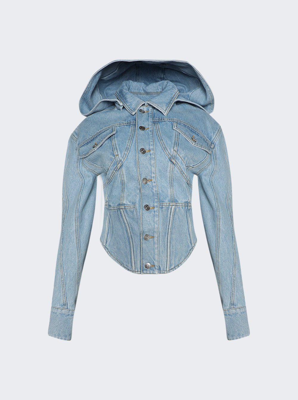 Women | Mugler | Corseted Denim Jacket | Light Blue