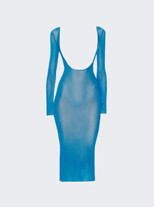 Women | Jean Paul Gaultier X Shayne Oliver | Mesh Low Cut And Backless Dress | Ibiza Blue