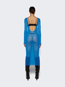 Women | Jean Paul Gaultier X Shayne Oliver | Mesh Low Cut And Backless Dress | Ibiza Blue