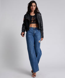 Jackson Mid Waist Wide Leg Denim Jeans | Rosewood