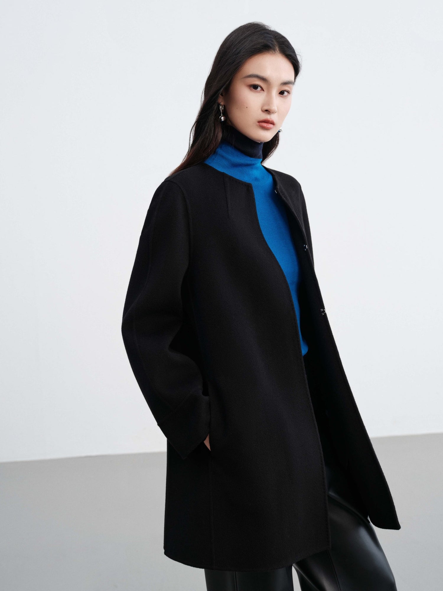 Wool Woolen Jacket | Black