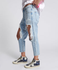 Kingpins Low Waist Cropped Boyfriend Denim Jeans | Fleetwood