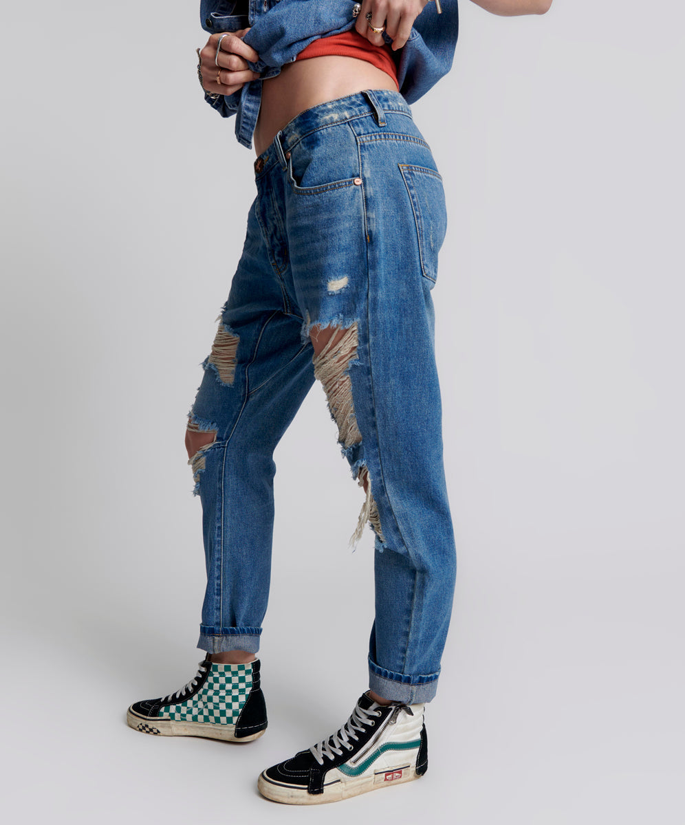 Saints Low Waist Boyfriend Denim Jeans | Pacifica