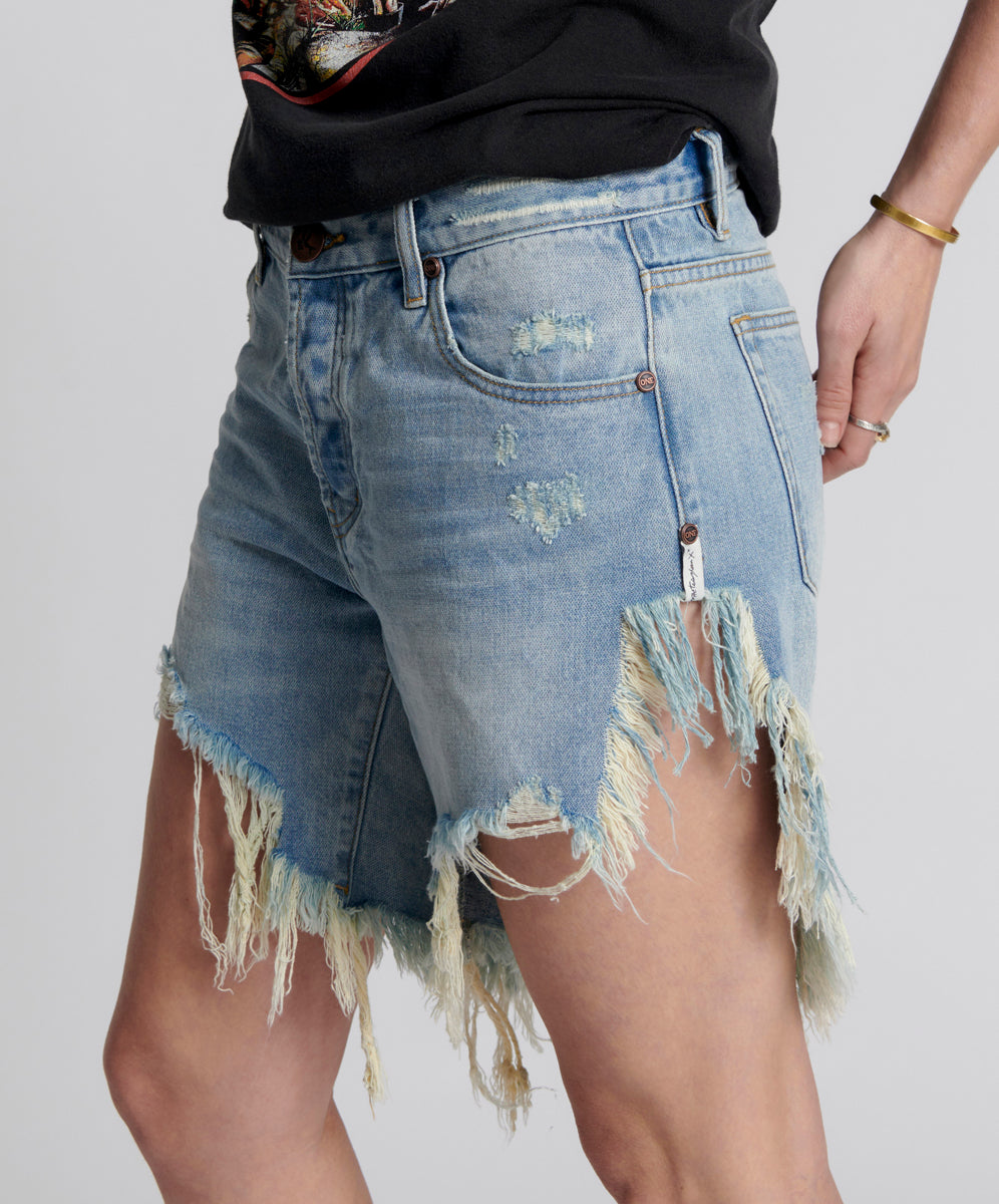 Frankies Low Waist Long Length Denim Shorts | Hendrixe