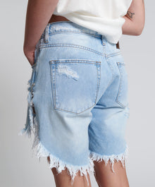 Frankies Low Waist Long Length Denim Shorts | Blue Latte