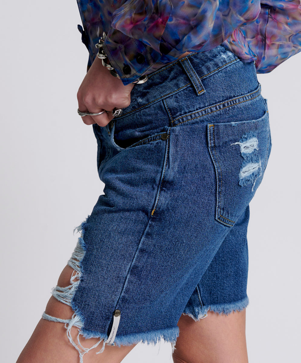 Stevies Low Waist Waist Long Length Boyfriend Denim Shorts | Rosewood