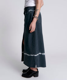 Rocko Mid Waist Long Length Denim Skirt | Black Magic