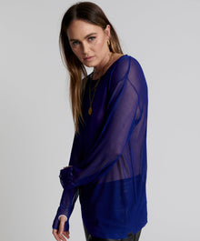 Amity Sheer Rib Longsleeve Sweater | Cobalt