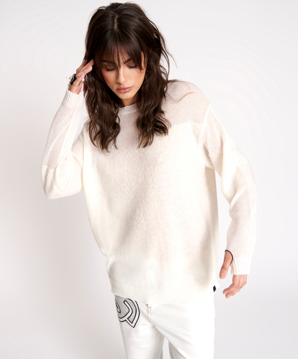 Shattered Crew Knit Sweater | White