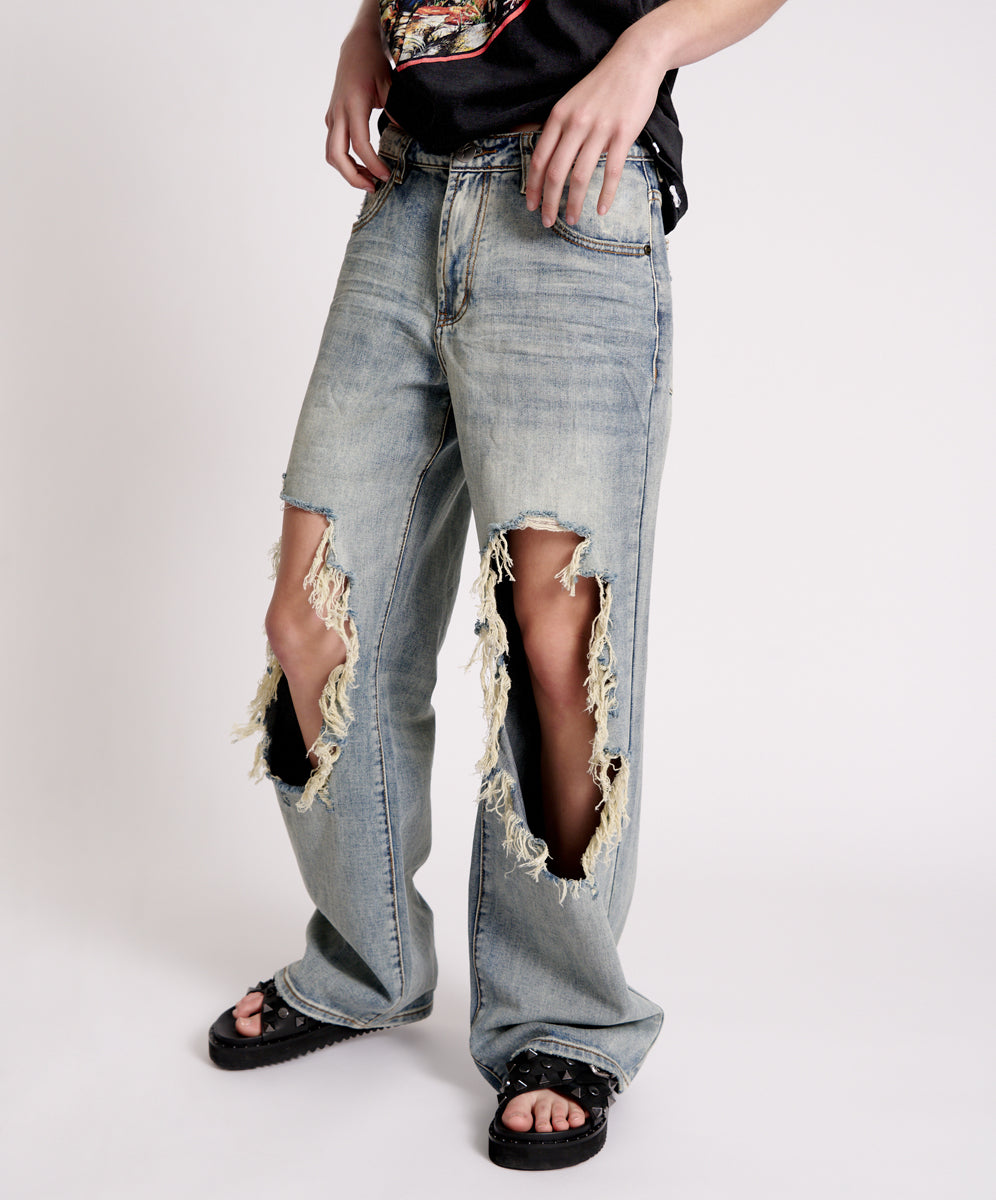 Jackson Mid Waist Wide Leg Denim Jeans | Old Blue