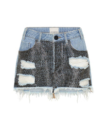 Junkyard Mini Denim Skirt | Mid Blue