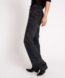 Charlie High Waist Slim Flared Denim Jeans | Black Lace