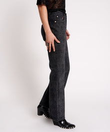 Charlie High Waist Slim Flared Denim Jeans | Black Lace