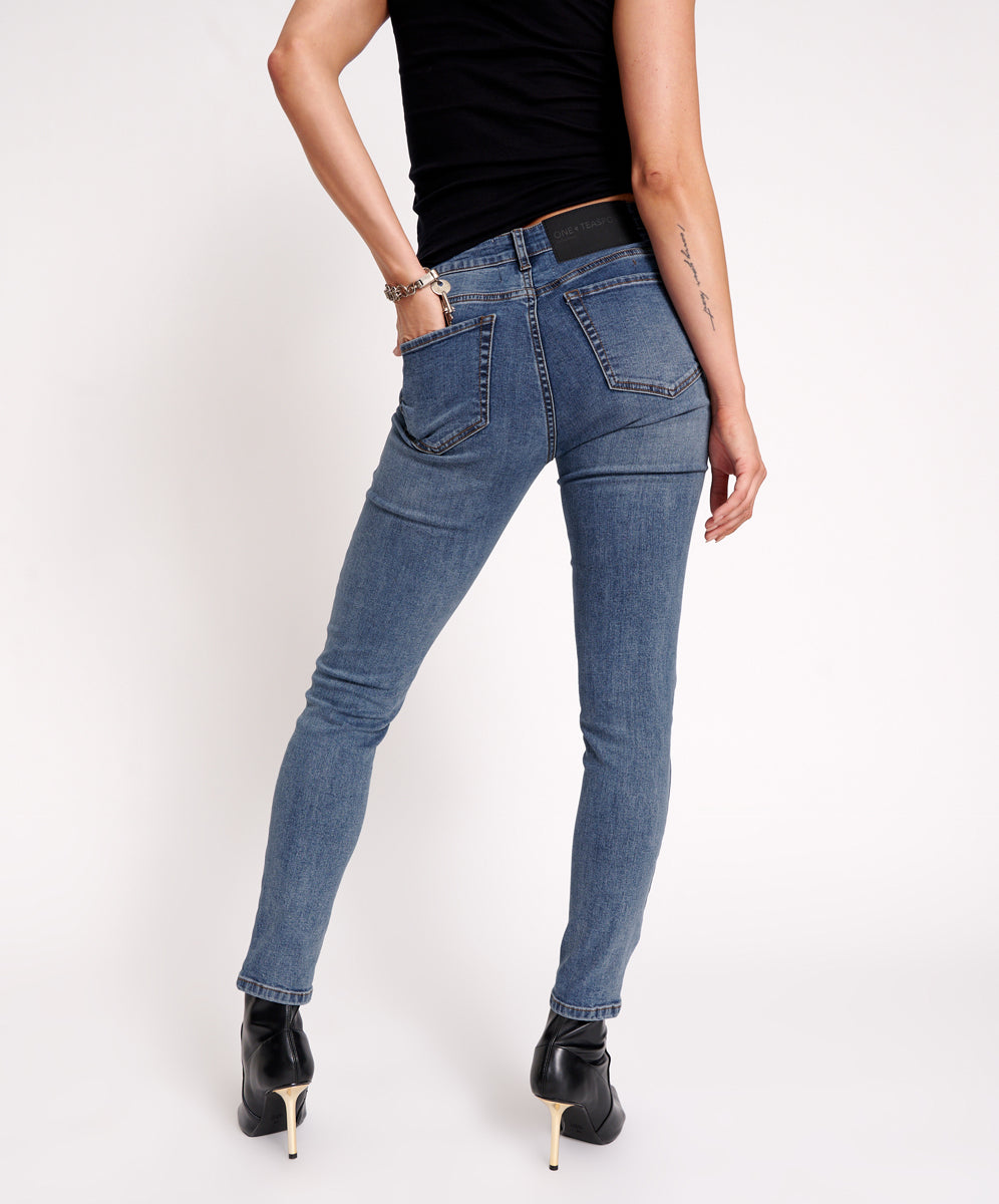 Freebirds High Waist Rigid Skinny Denim Jeans | Classic Blue