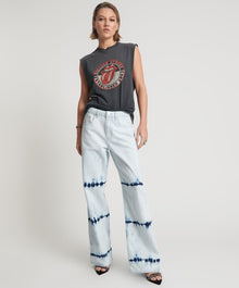 Jackson Mid Waist Wide Leg Denim Jeans | Bleached Out White