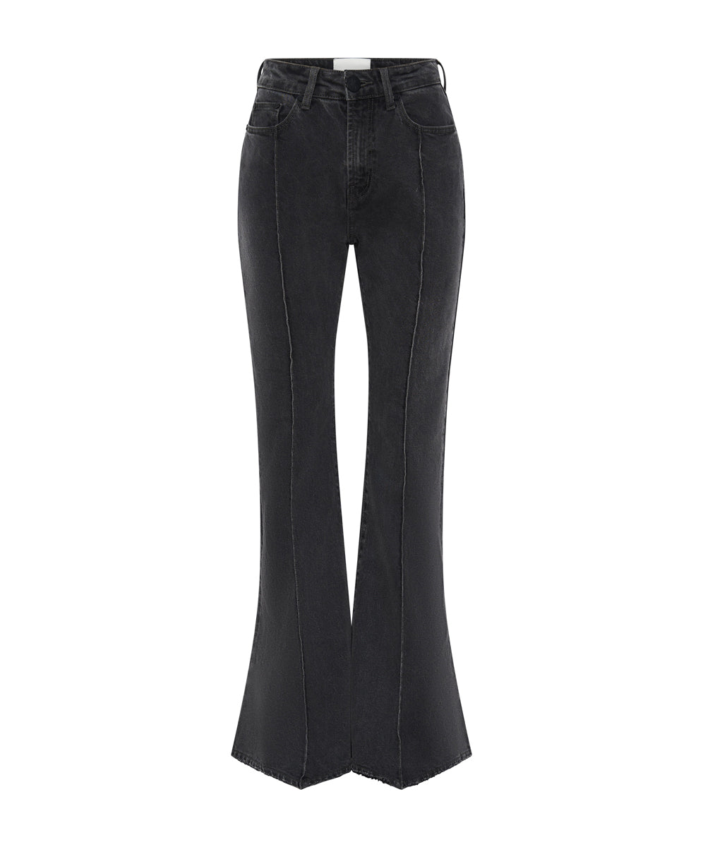 Trumpet High Waist Flared Denim Jeans | Washed Black