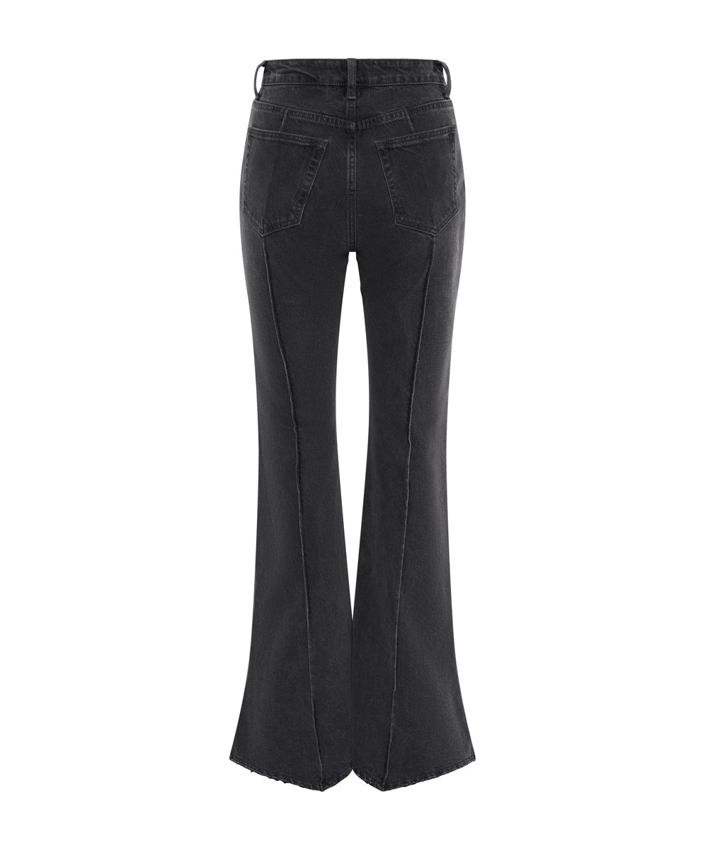 Trumpet High Waist Flared Denim Jeans | Washed Black