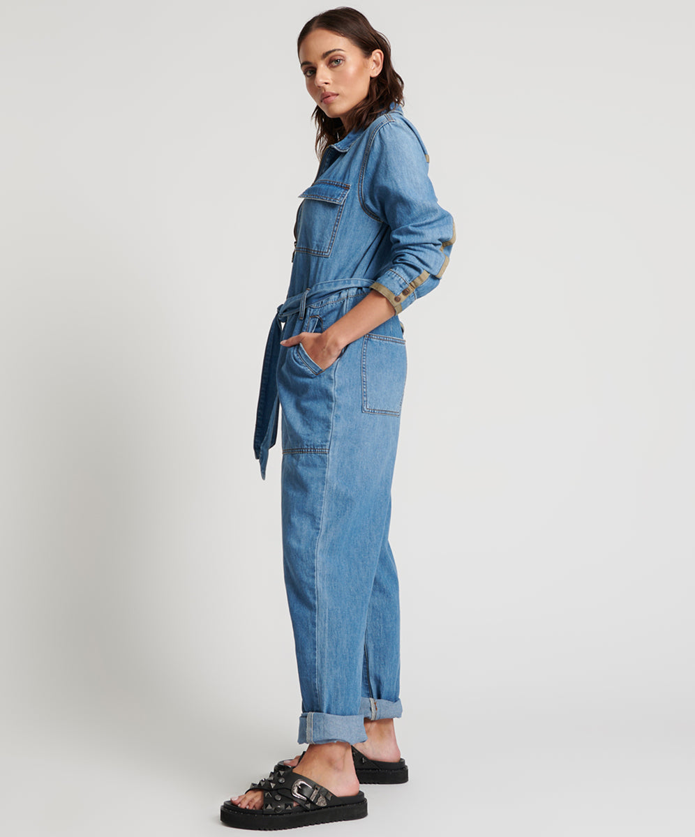 Claudia Long-Length Denim Overalls | Ciao Blue