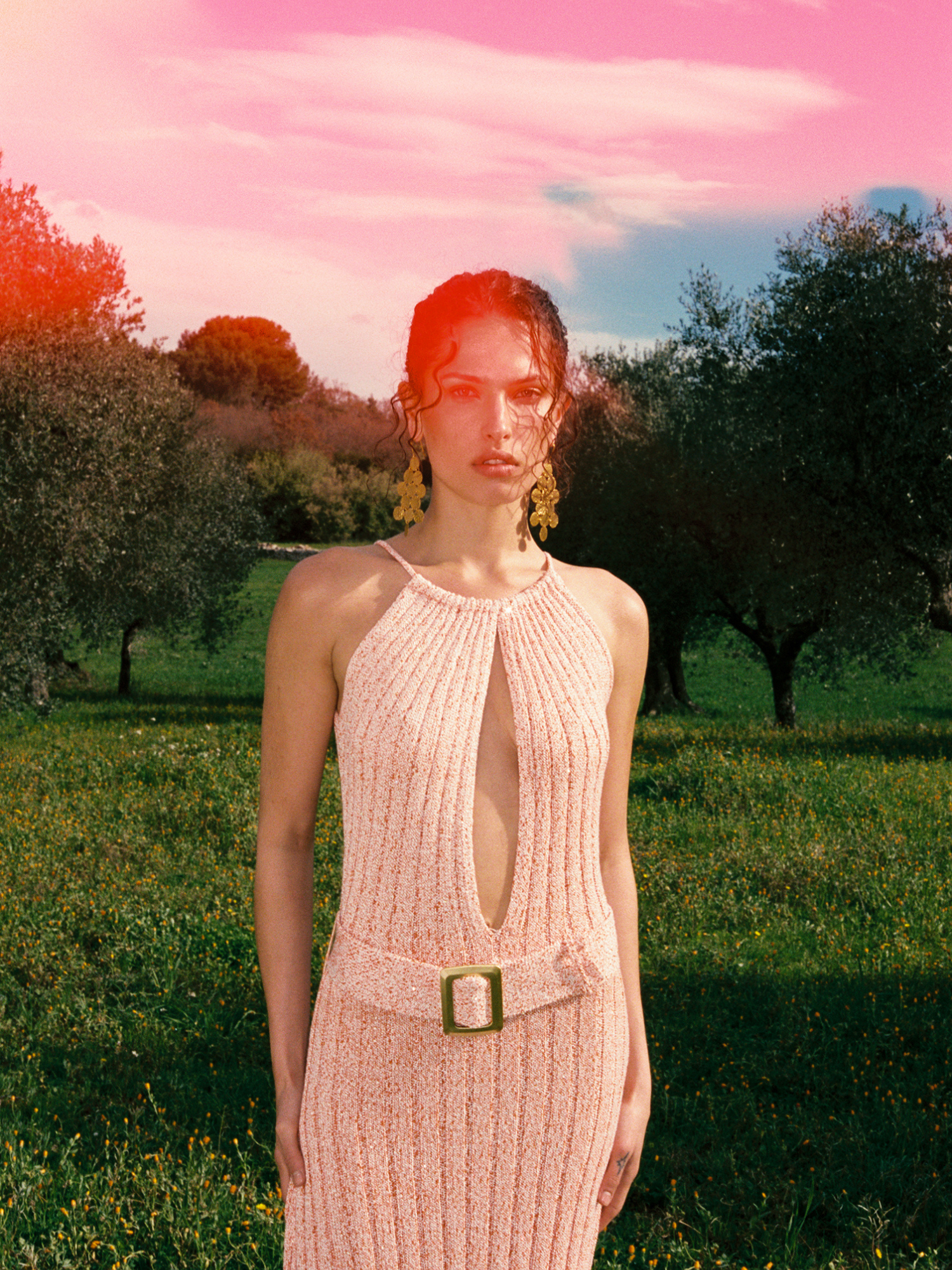 Valeria Dress | Peach Sequin