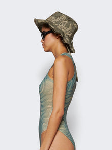 Women | Jean Paul Gaultier | Spiral Bodysuit Ecru And Aqua