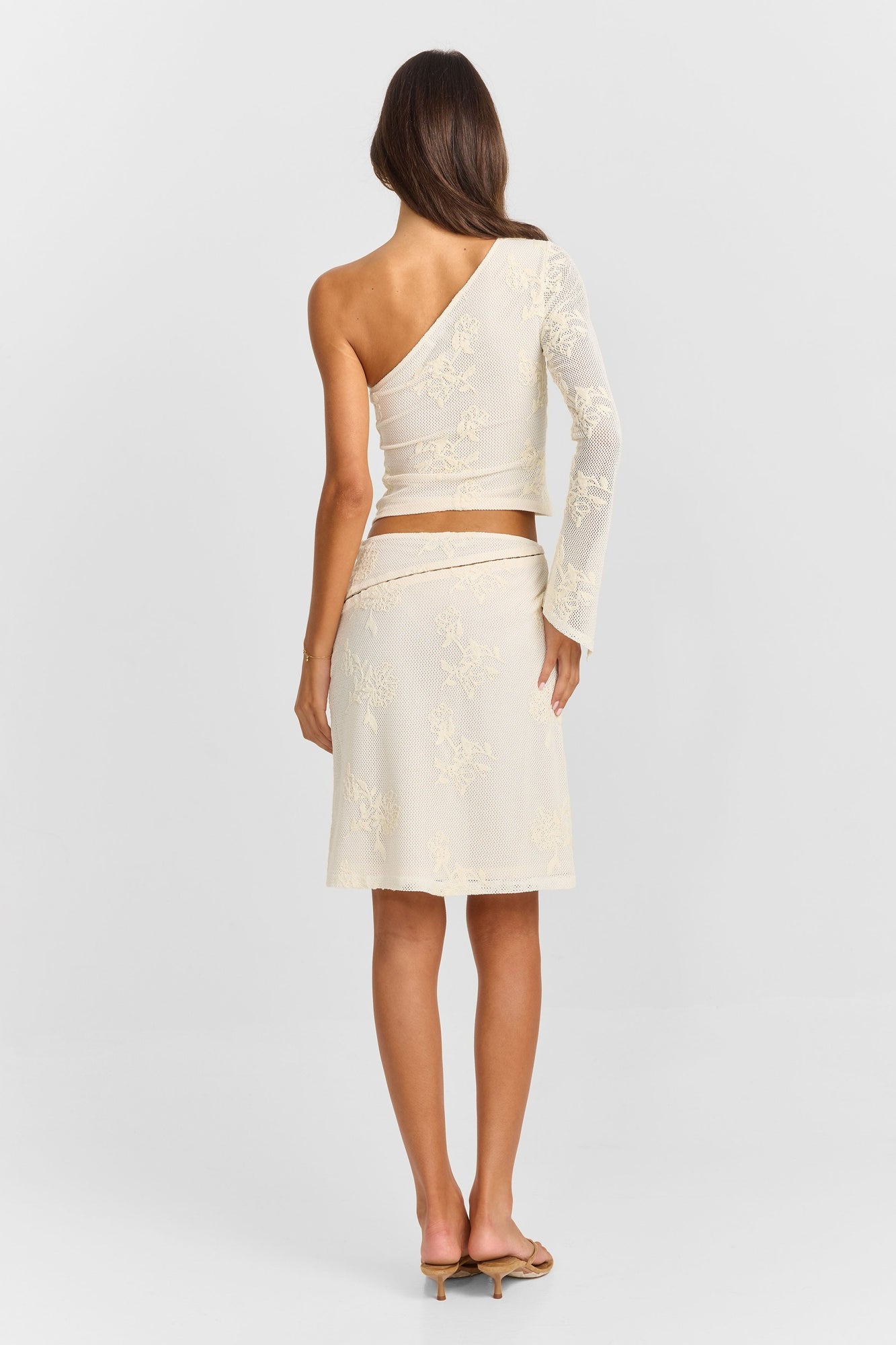 Lola Midi Skirt | White Crochet Floral