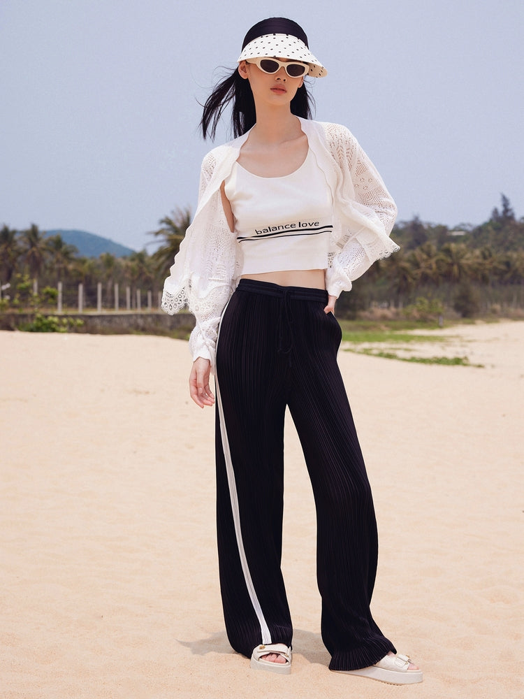 Wide-Leg Straight Pants | Black