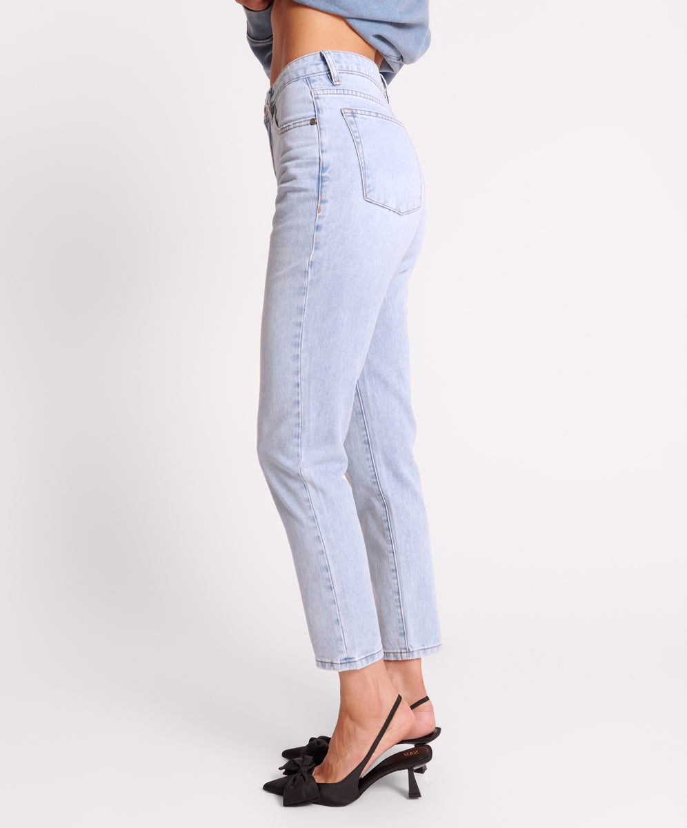 Legends High Waist Mom Fit Denim Jeans | Blue Latte