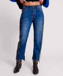 Hooligans Low Waist Relaxed Straight Leg Denim Jeans | Blue Moon