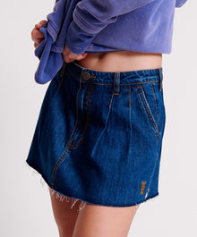 Pleated Micro Denim Mini Skirt | Blue Moon