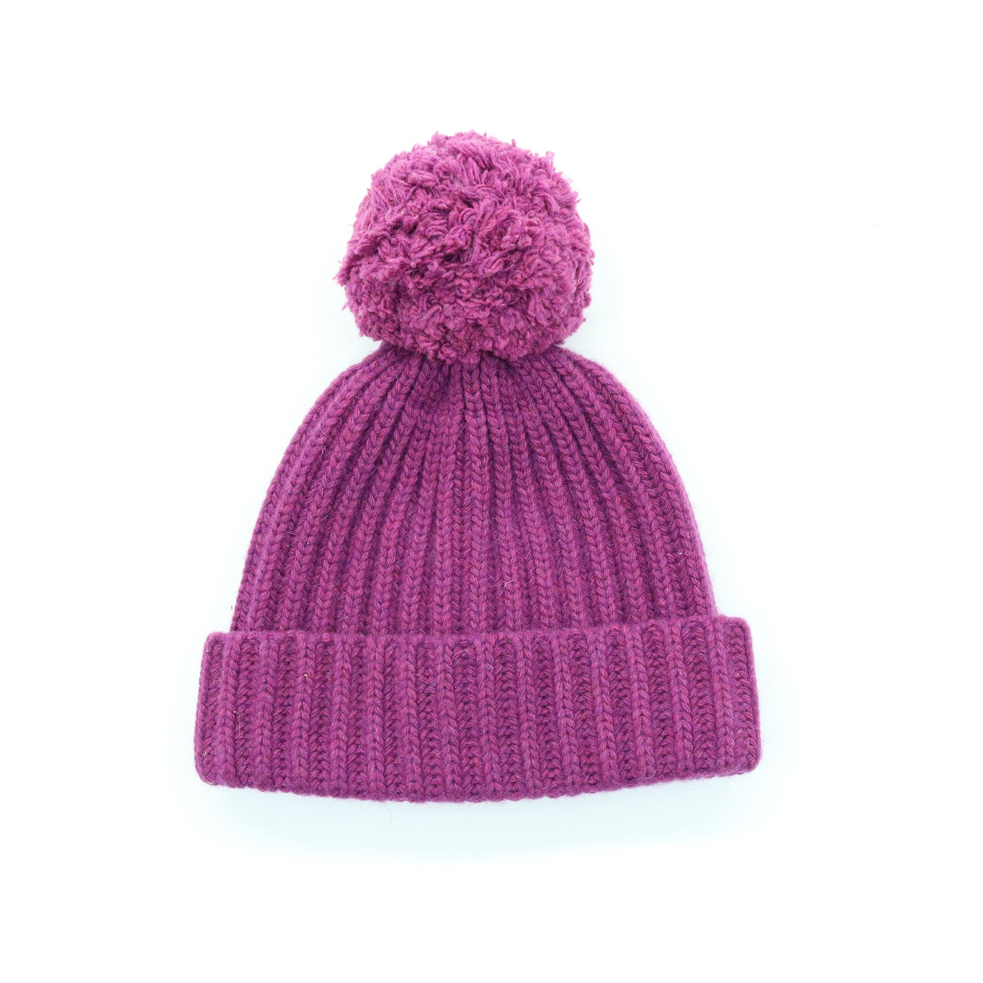 Kids Chunky Beanie Hat With Pom | Violet