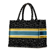 Dior | Pre-Owned Mizza Medium Embroidered Canvas Leopard Book Tote | Black
