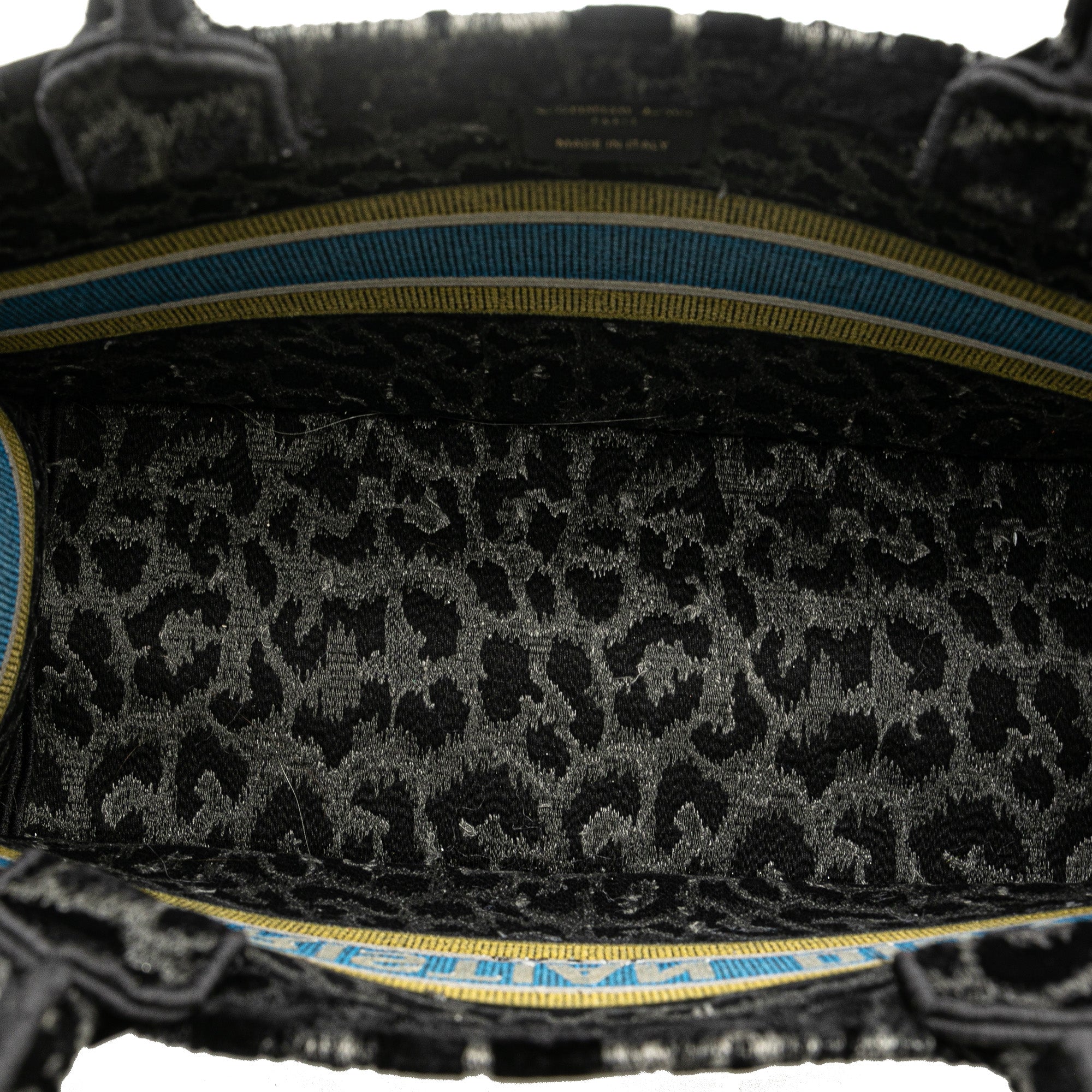 Dior | Pre-Owned Mizza Medium Embroidered Canvas Leopard Book Tote | Black