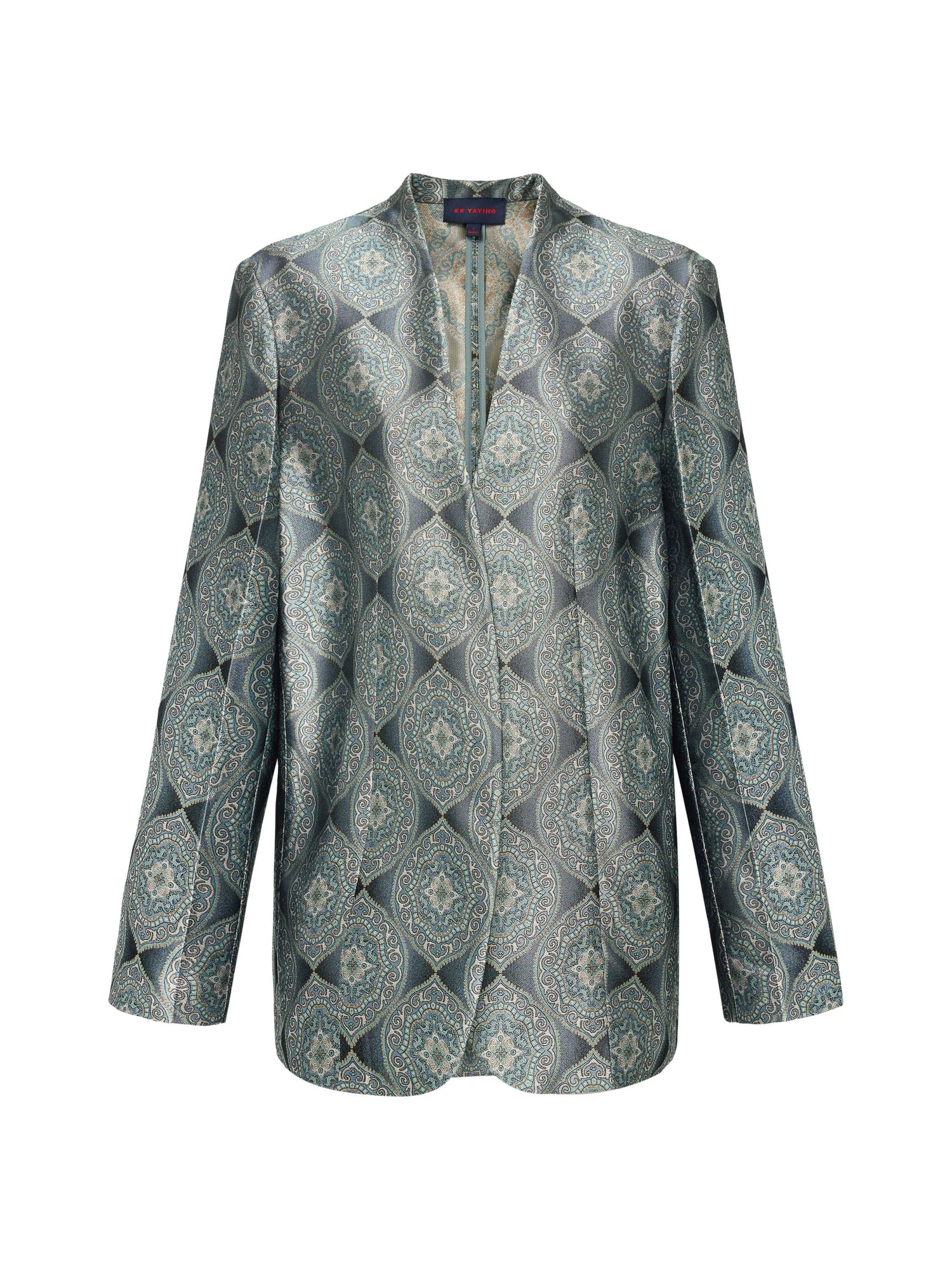 Silk Jacquard Blazer Jacket | Grey