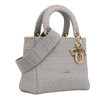 Dior | Pre-Owned Medium Canvas Cannage Lady D Lite - V | Gray/Light Gray