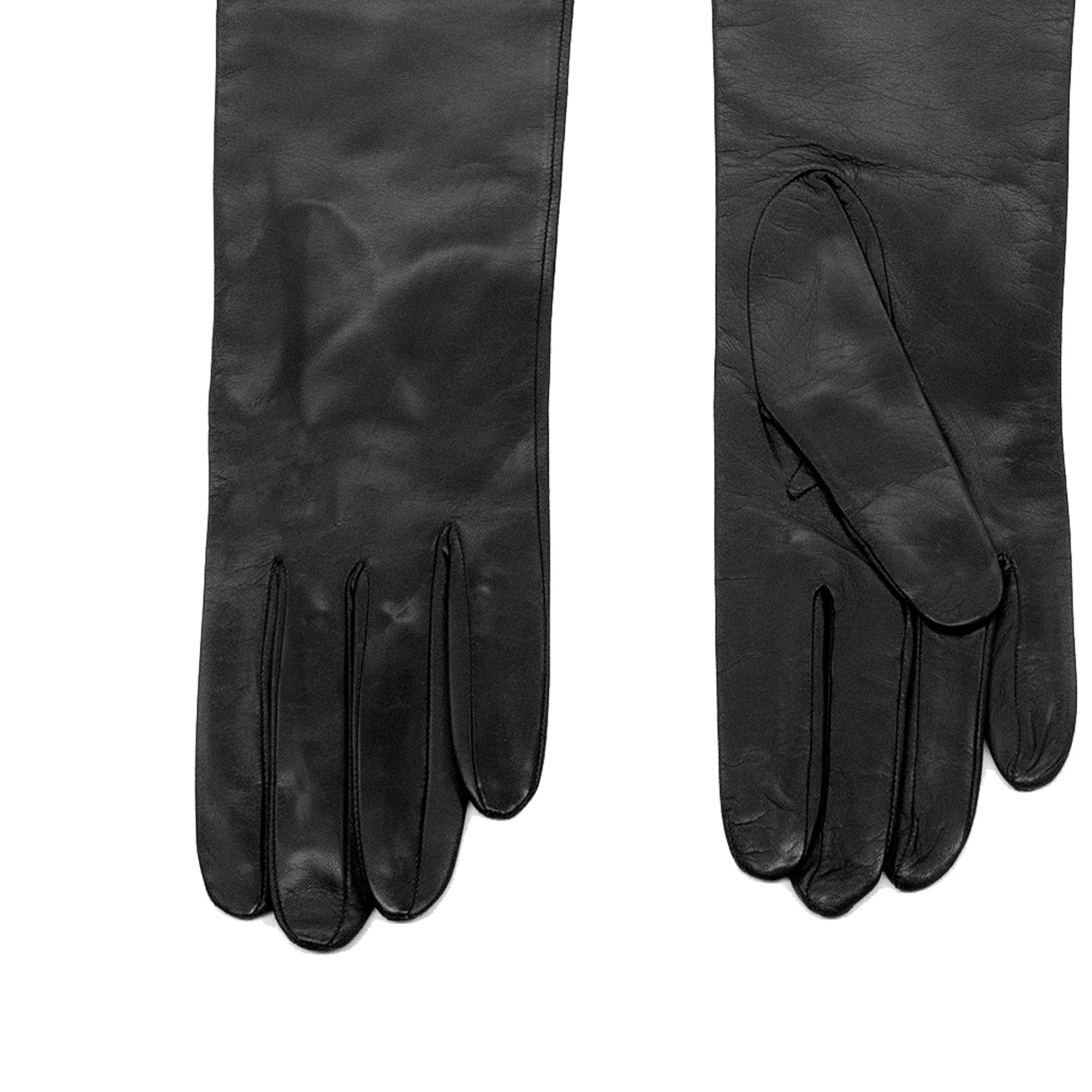 Long Leather Gloves With Cashmere Lining | Black