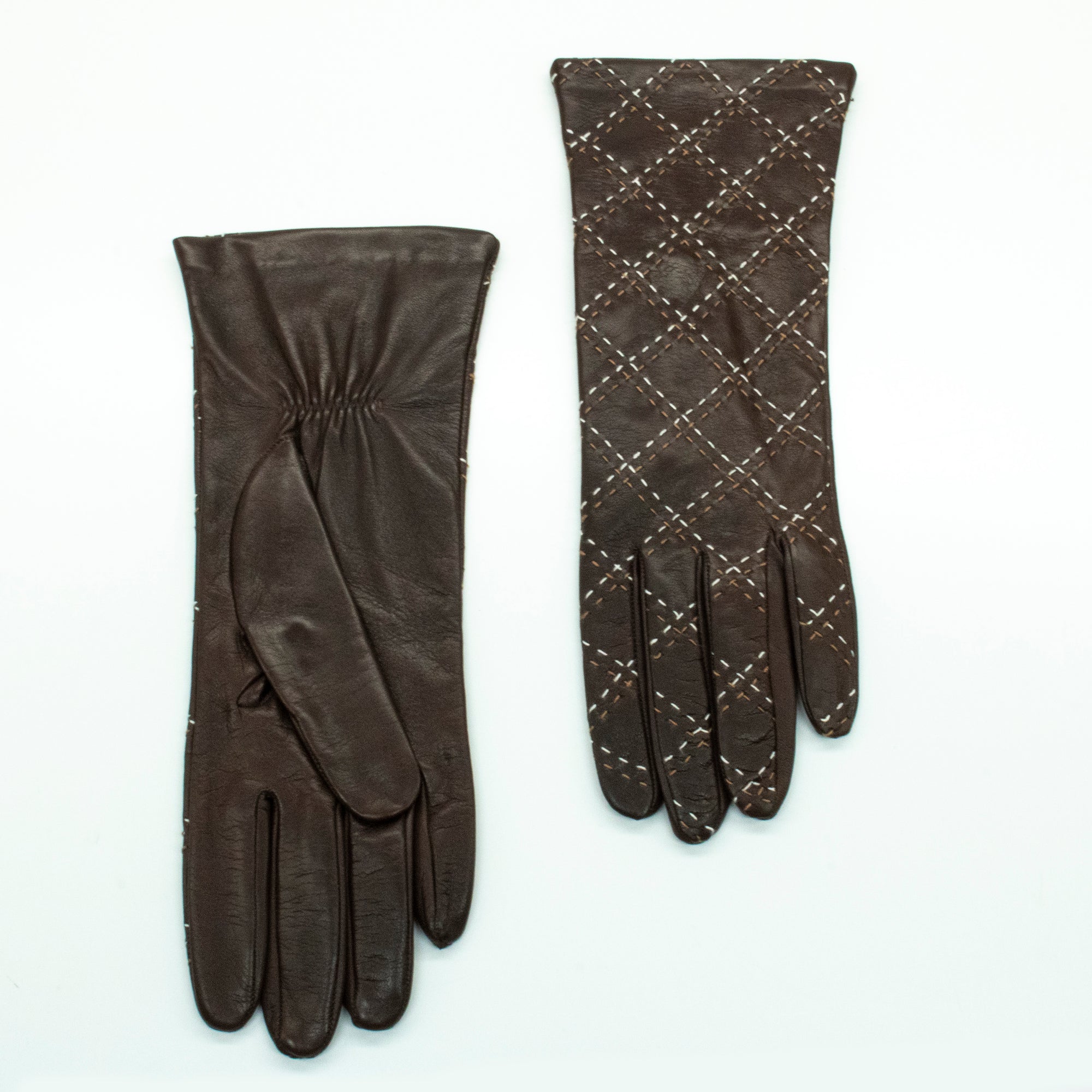 Womens | Leather Gloves with Contrast Stitch | Kenya Roast/Brown