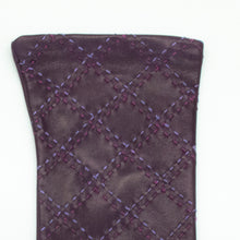 Womens | Leather Gloves with Contrast Stitch | Dark Currant/Lilac