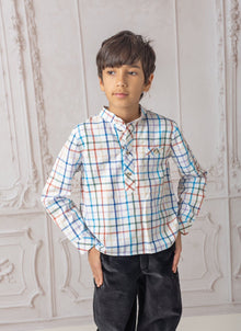 Charlie Checkered Mandarin Collar Shirt | Checkered