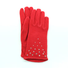 Womens | Gloves with Stones | Red