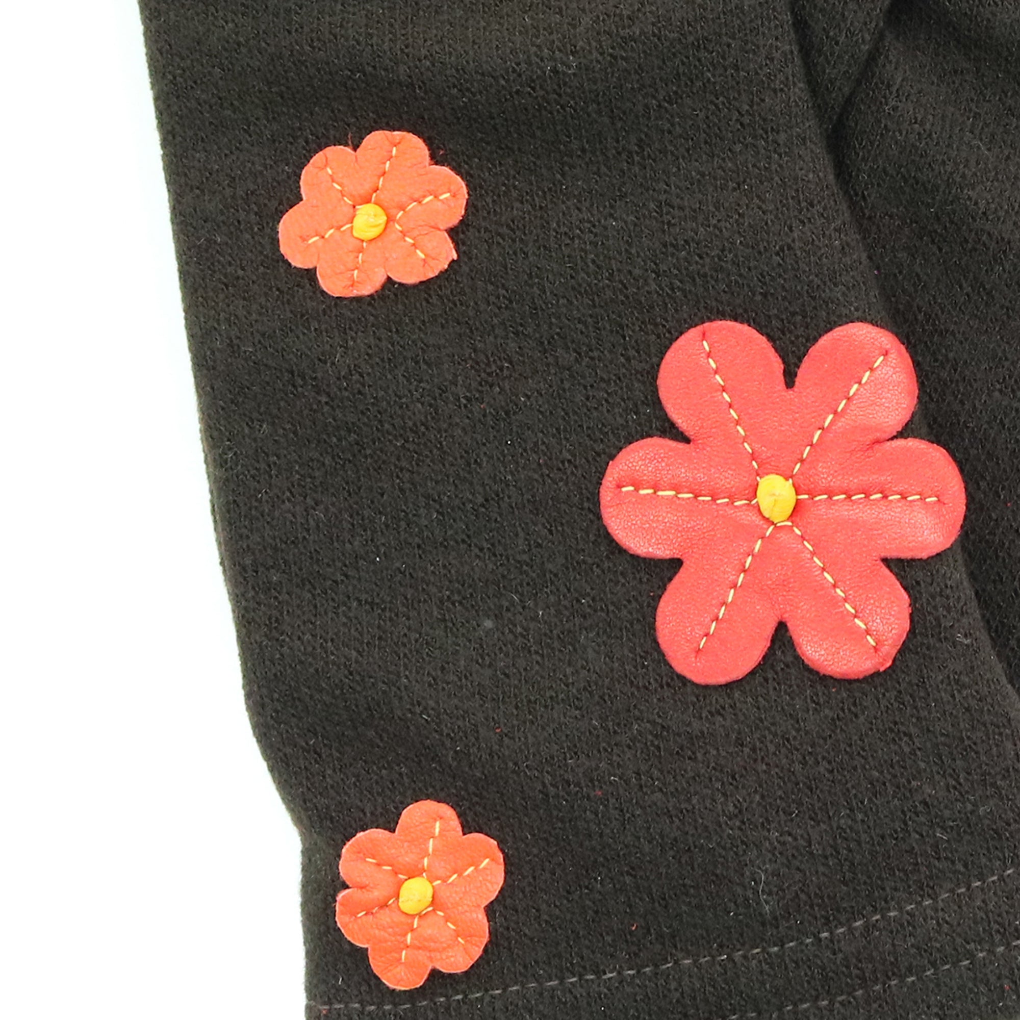 Womens | Gloves with Leather Flowers | Chocolate