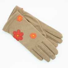 Womens | Gloves with Leather Flowers | Taupe
